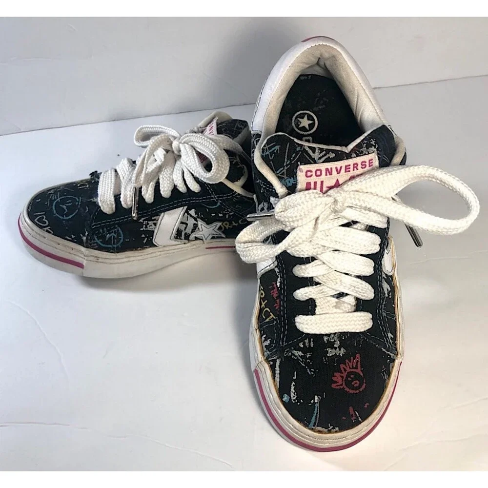 Converse Graffiti US Men Size 5,Wom 7Black w/pink Street Art -Unisex
